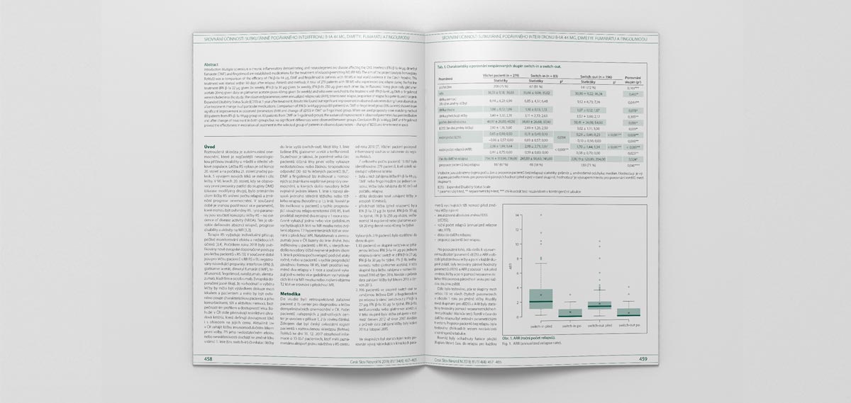 Srovnání účinnosti subkutánně podávaného interferonu β-1a 44 μg, dimetyl fumarátu a fingolimodu v reálné klinické praxi – multicentrická observační studie